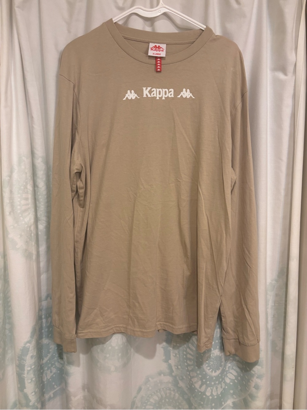 Kappa Men's Long Sleeve Logo Tee in Beige